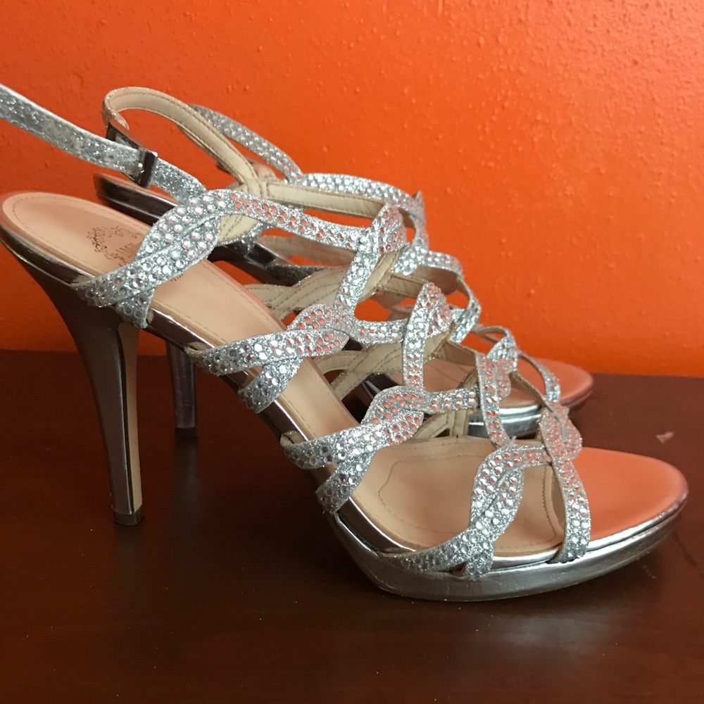 Silver sparkle heels